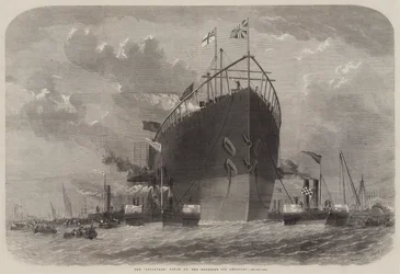 Die Leviathan wird zu ihrem Liegeplatz vor Deptford geschleppt